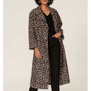 Victor Alfaro Collective Leopard Jacquard Outerwear Coat, NEW